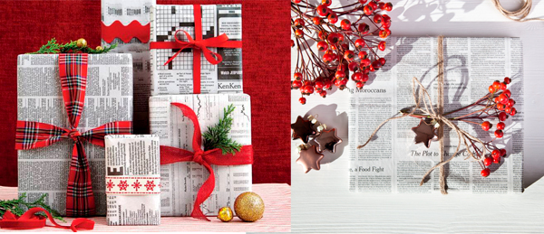 Envolver regalos con papel de periódico