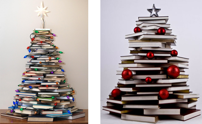 Ideas para crear un árbol de Navidad con libros